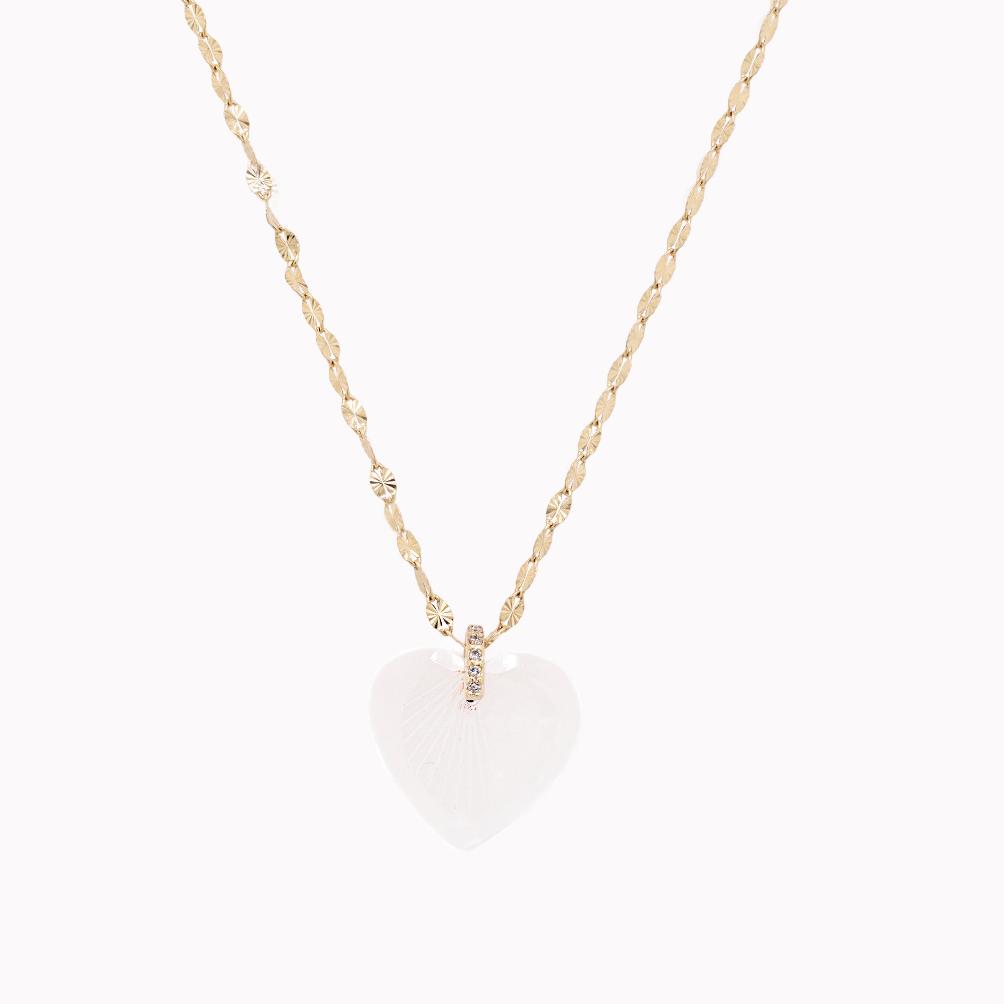 Gabin Engraved Crystal Heart Pendant Necklace