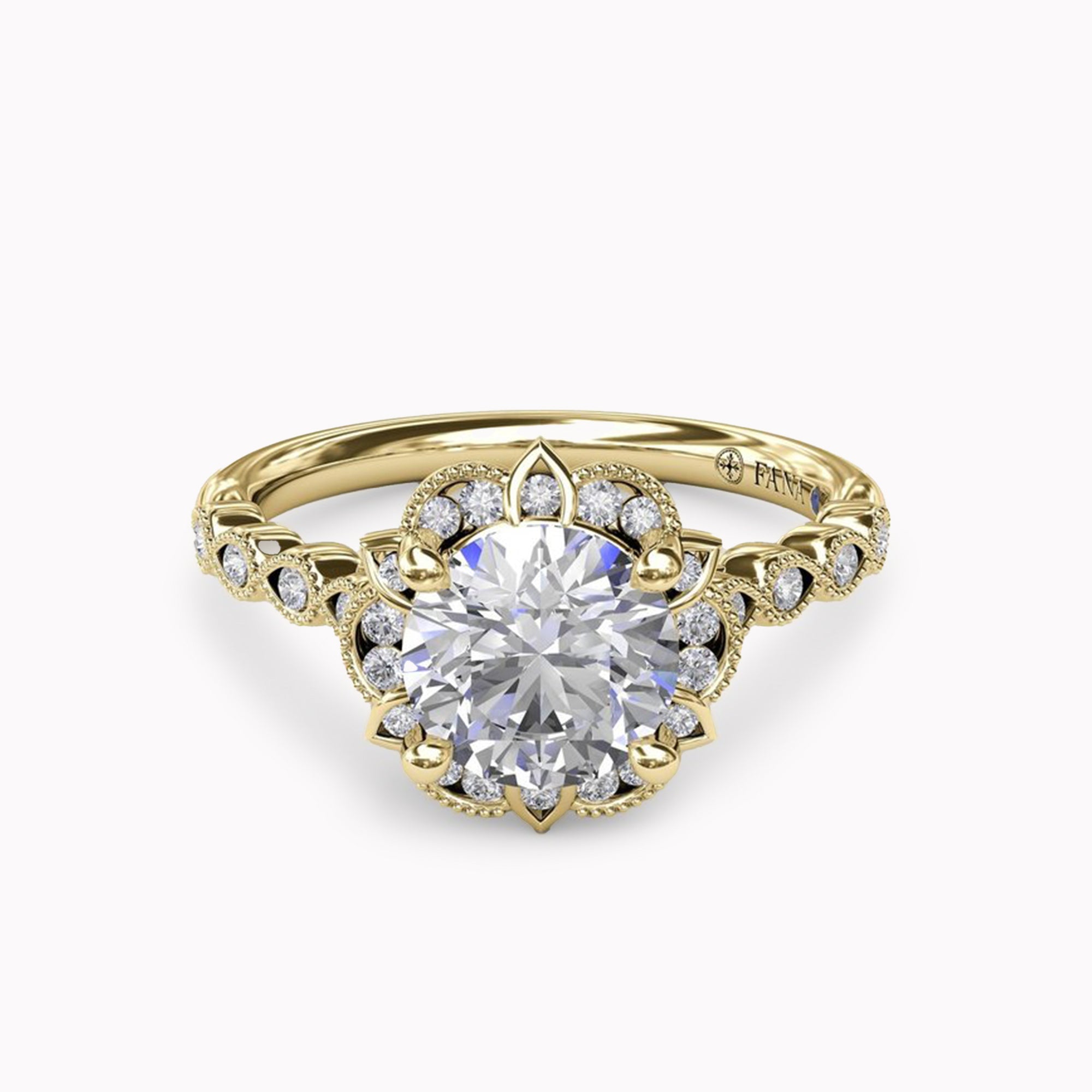 Floral Halo Engagement Ring Setting