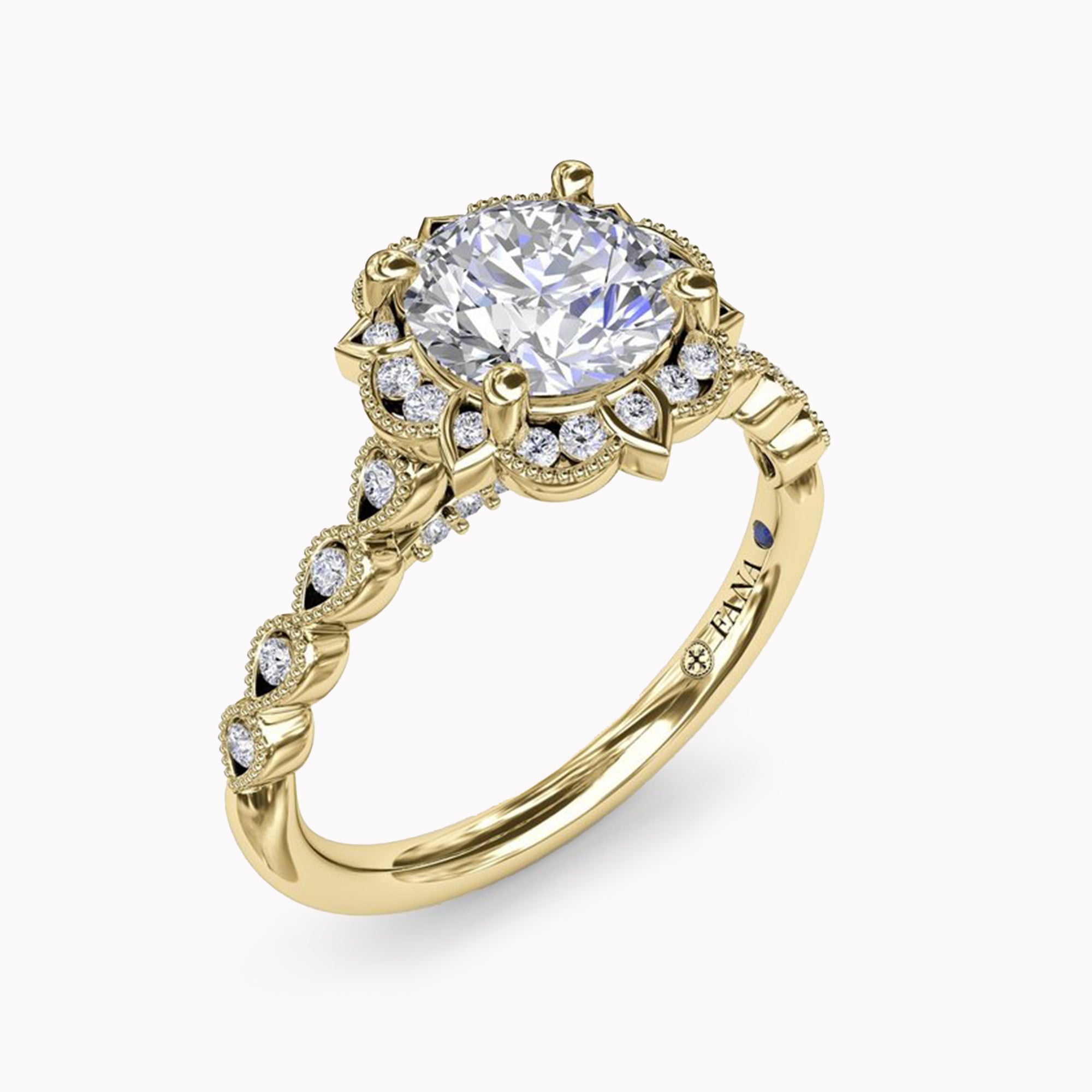 Floral Halo Engagement Ring Setting