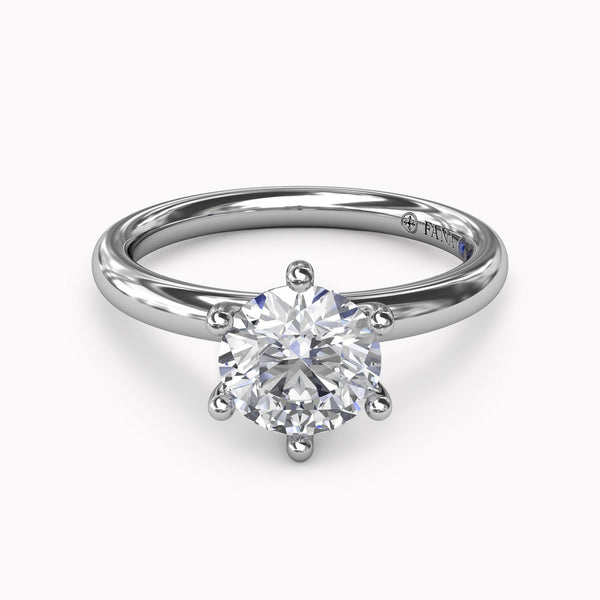Classic Six-Prong Round Diamond Solitaire Engagement Ring Setting