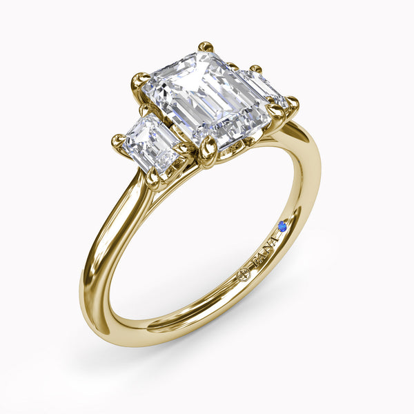 Three-Stone Emerald-Cut Engagement Ring Setting