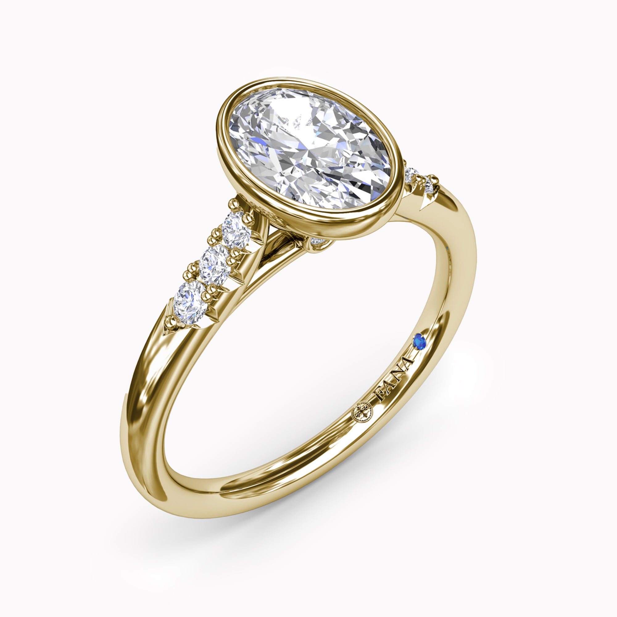 Bezel Set Side Diamonds Engagement Ring Setting