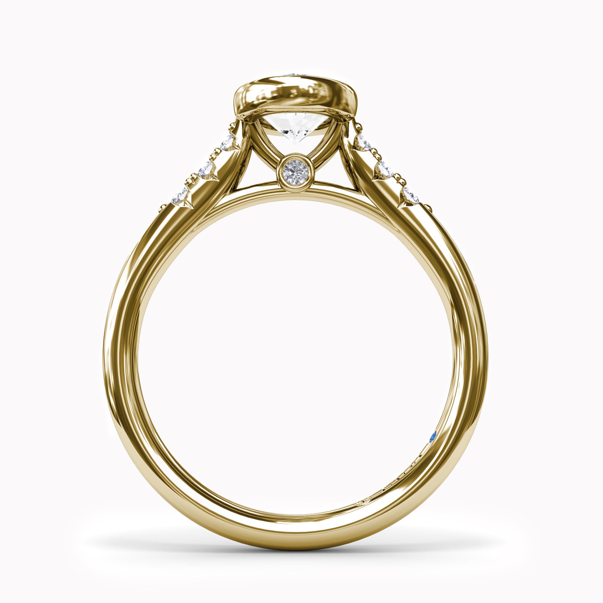 Bezel Set Side Diamonds Engagement Ring Setting