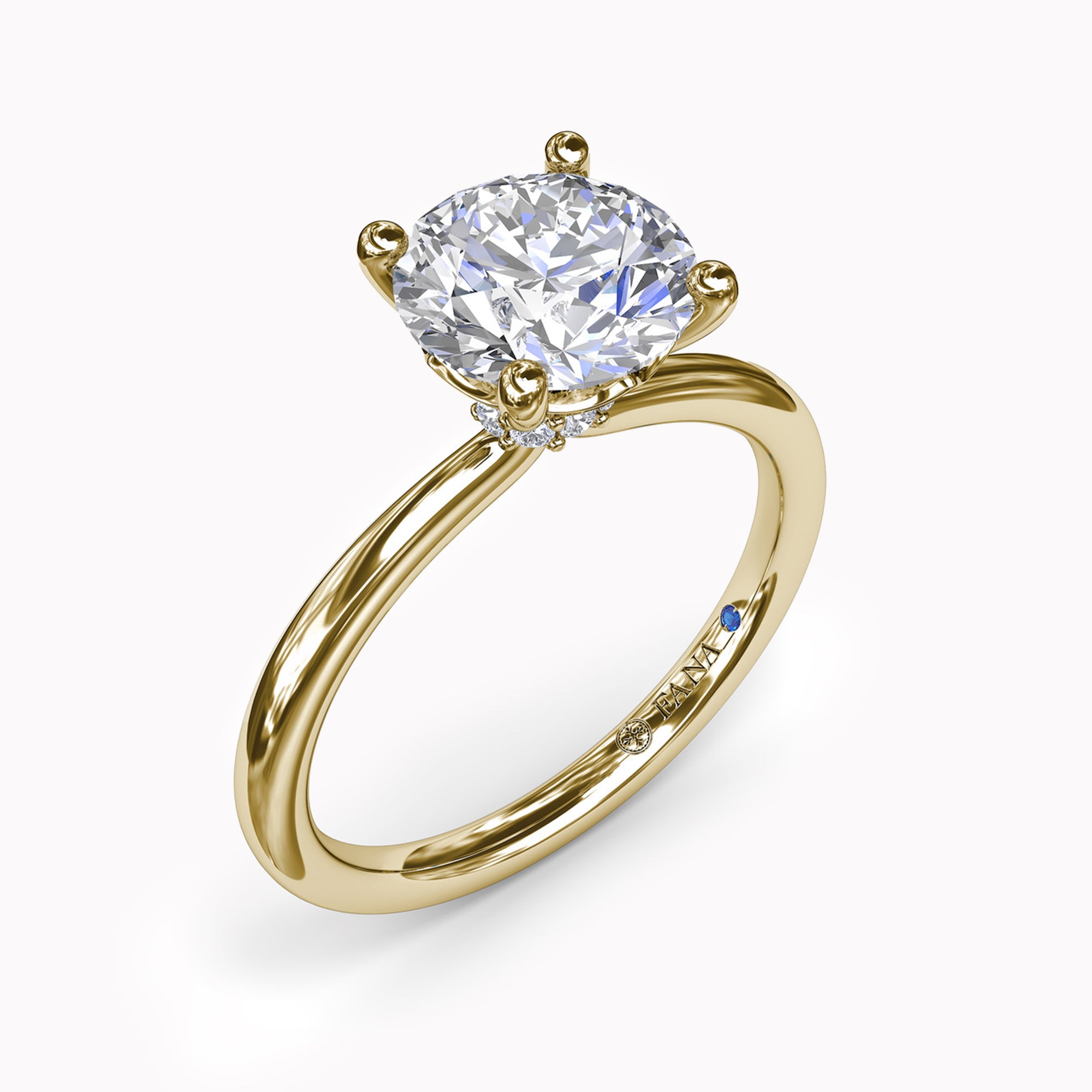 Solitaire Half Round Shank With Hidden Halo Engagement Ring Setting