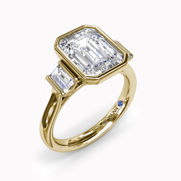 Full Bezel Three-Stone Engagement Ring Setting