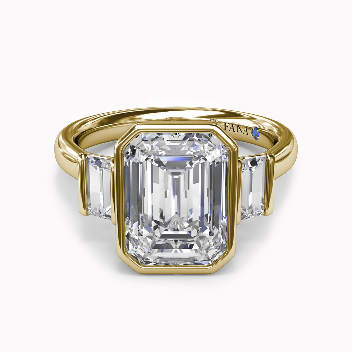 Full Bezel Three-Stone Engagement Ring Setting