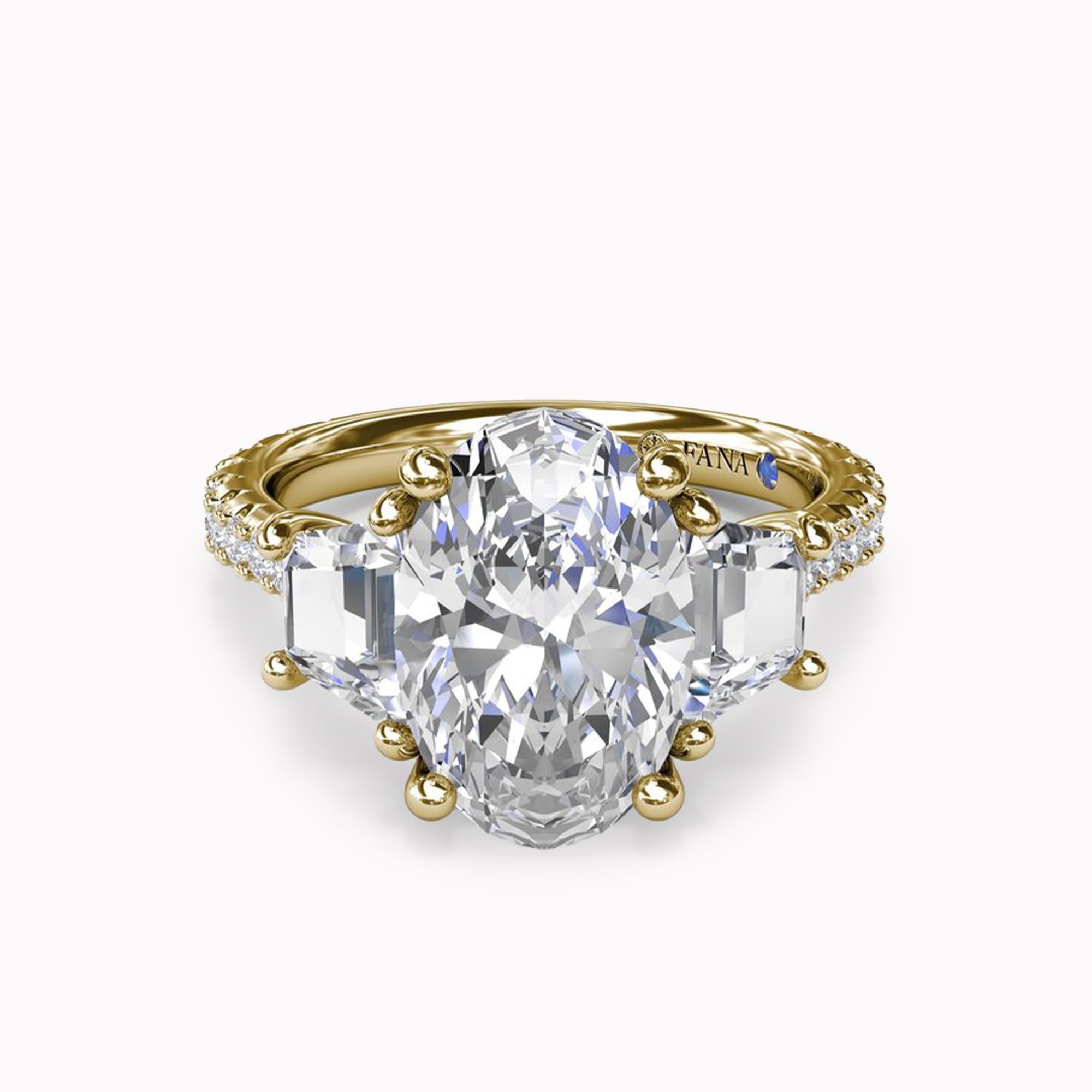 Oval Three-Stone Engagement Ring Setting