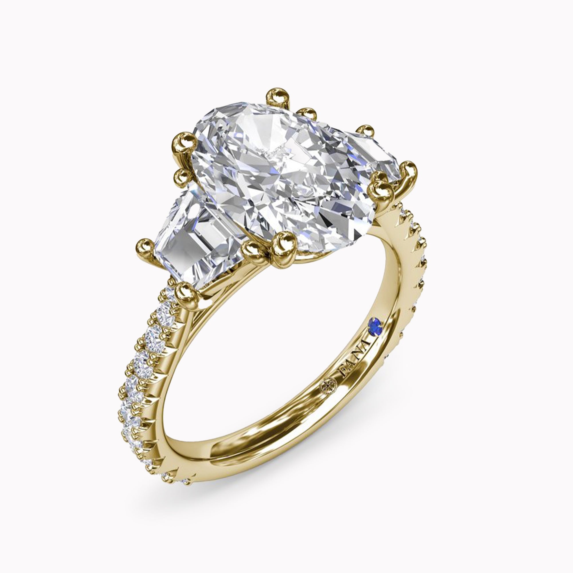 Oval Three-Stone Engagement Ring Setting