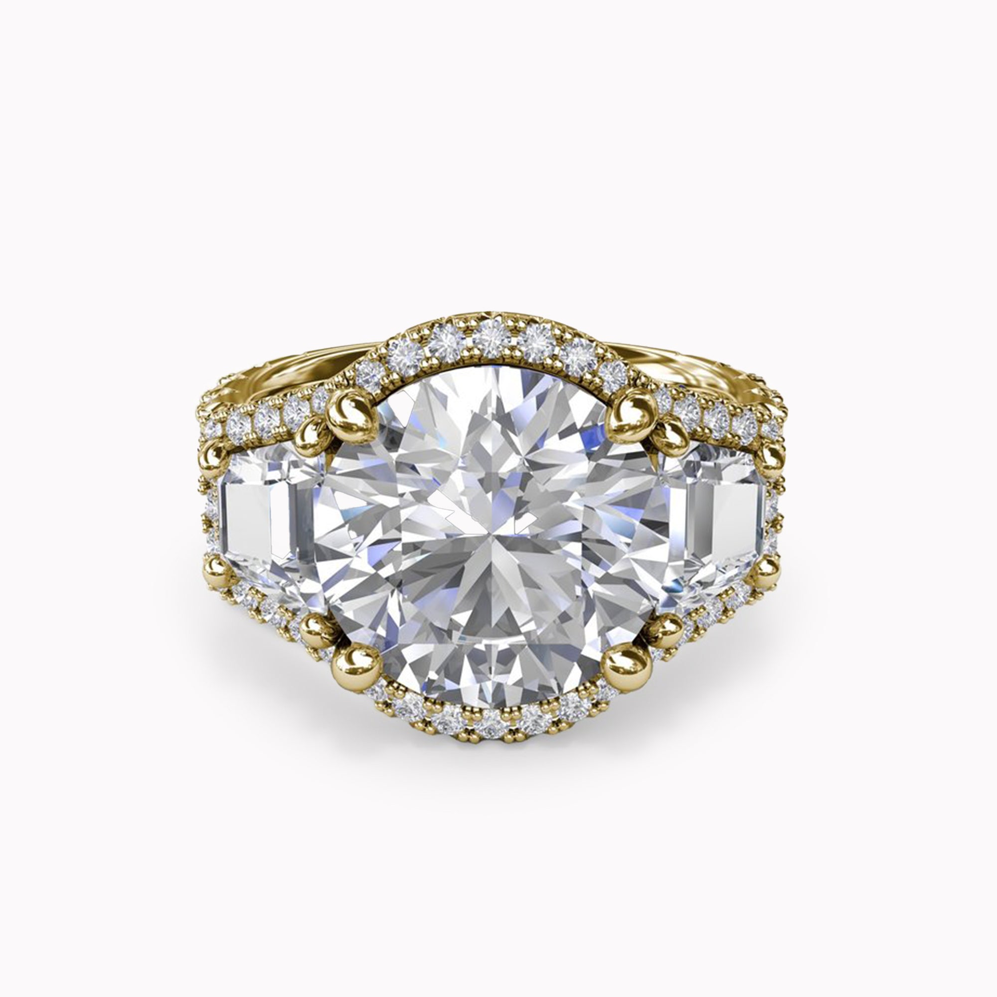 Complete Halo Three-Stone Engagement Ring Setting