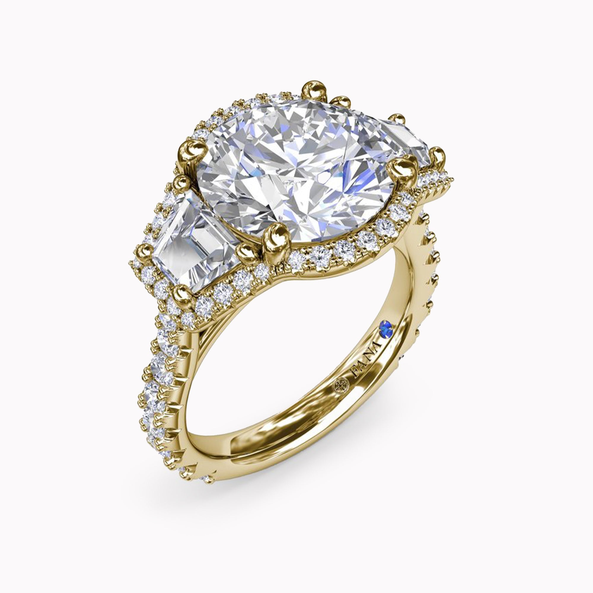Complete Halo Three-Stone Engagement Ring Setting