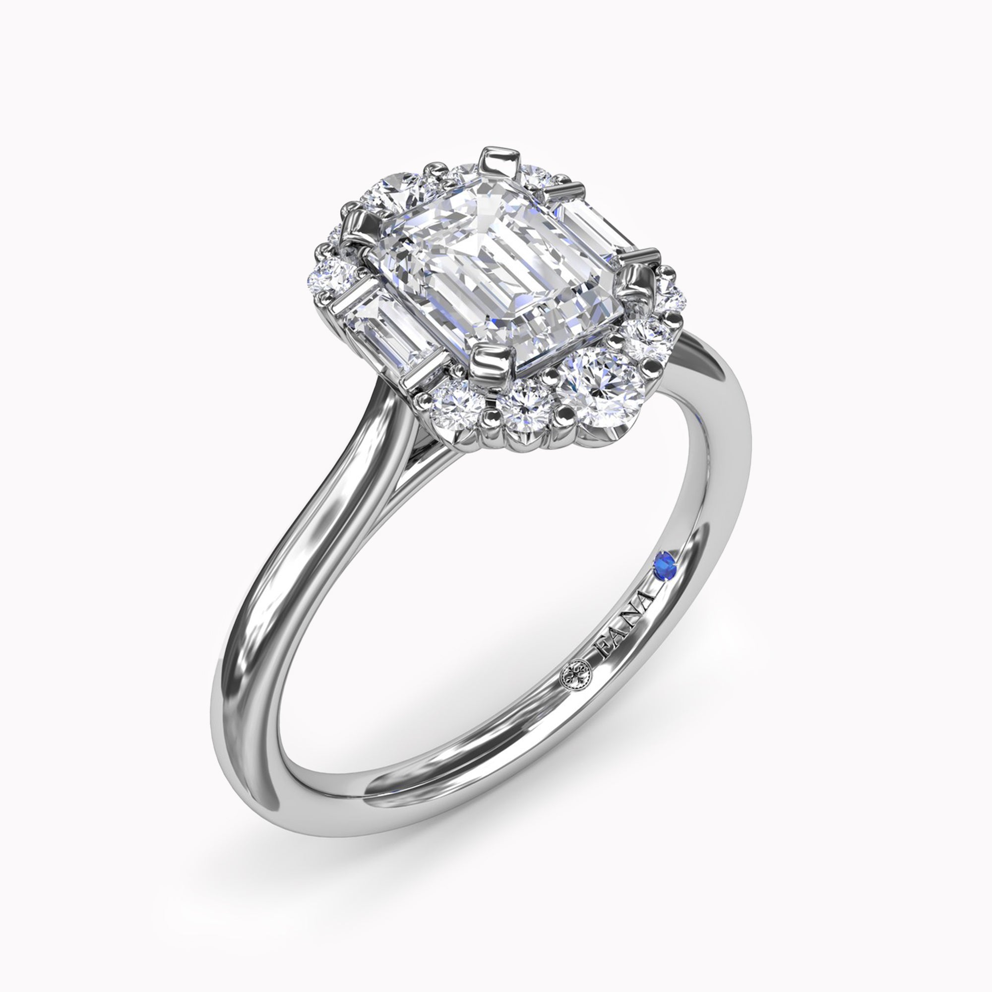 Graduated Mixed Diamond Halo Engagement Ring Setting