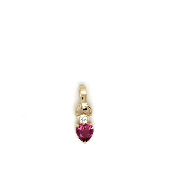 Full Circle Diamond & Pink Tourmaline Heart Charm