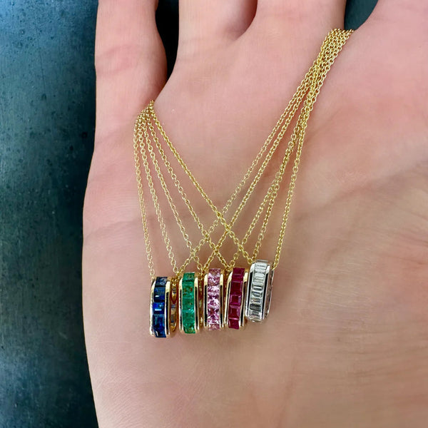 Mini Baguette Pink Sapphire Legend Link Necklace