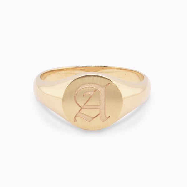 Fancy Engraved "A" Signet Ring