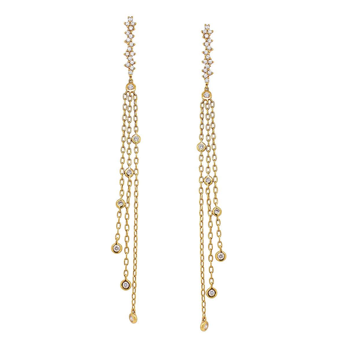 Fancy Diamond Chain Drop Earrings