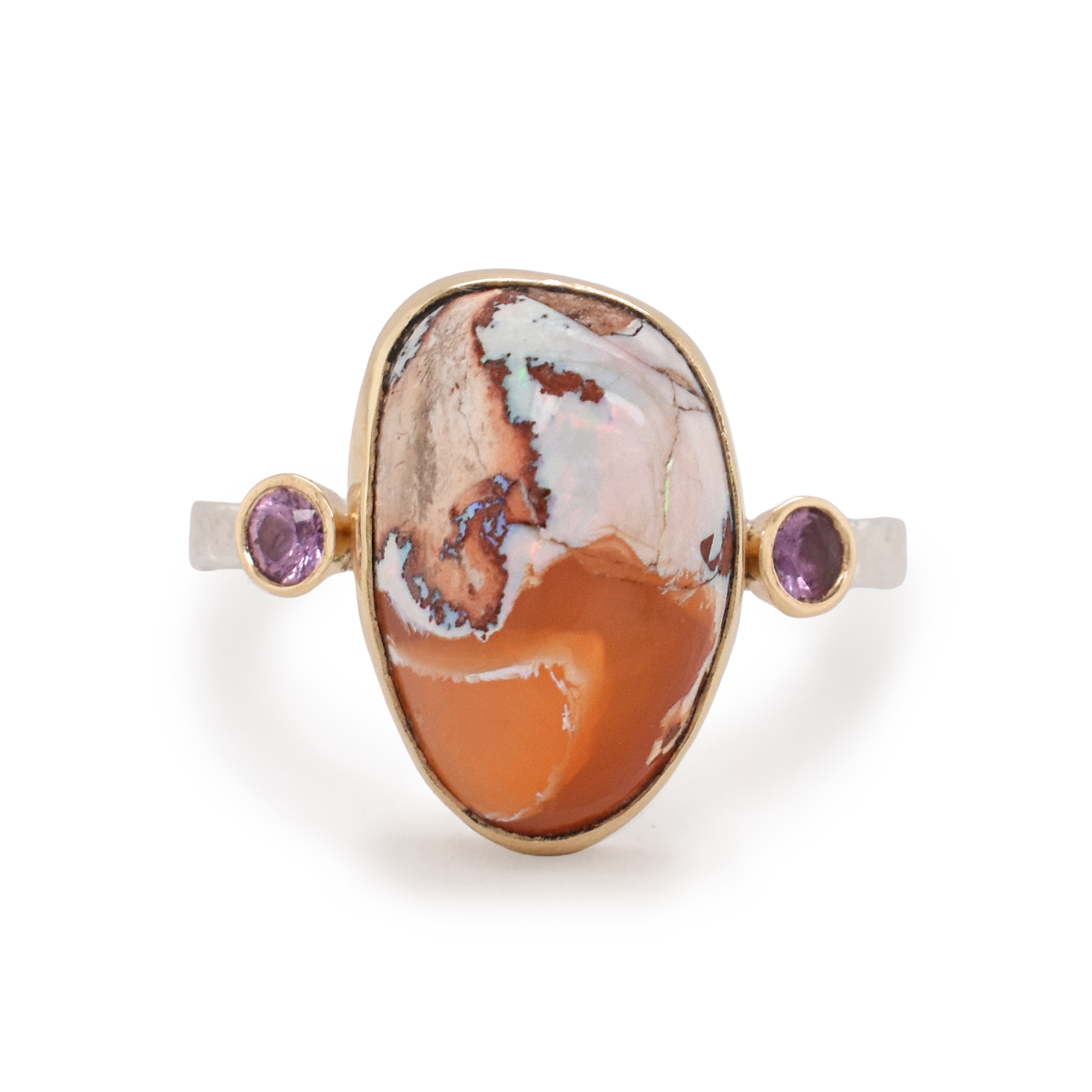Fire Opal & Sapphire Ring