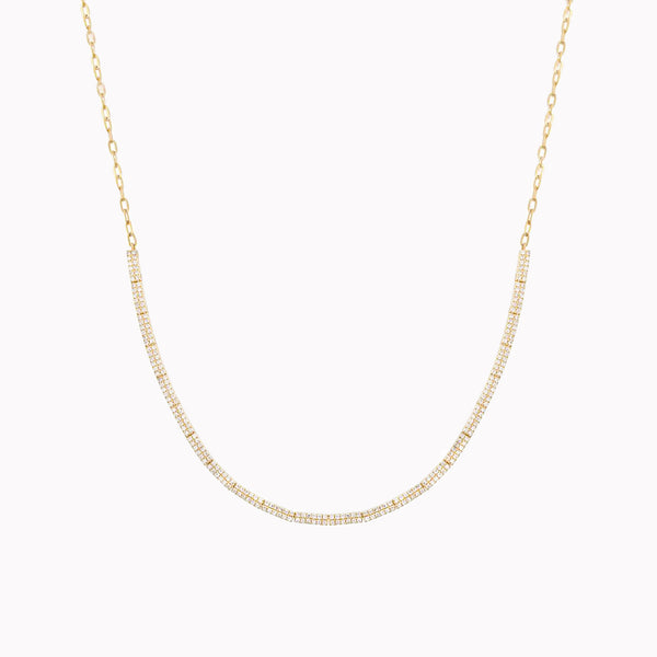 Flat Pavé Diamond Segment Chain Choker Necklace