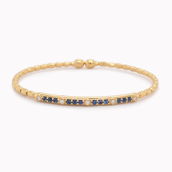 Beaded Sapphire & Diamond Cuff Bracelet