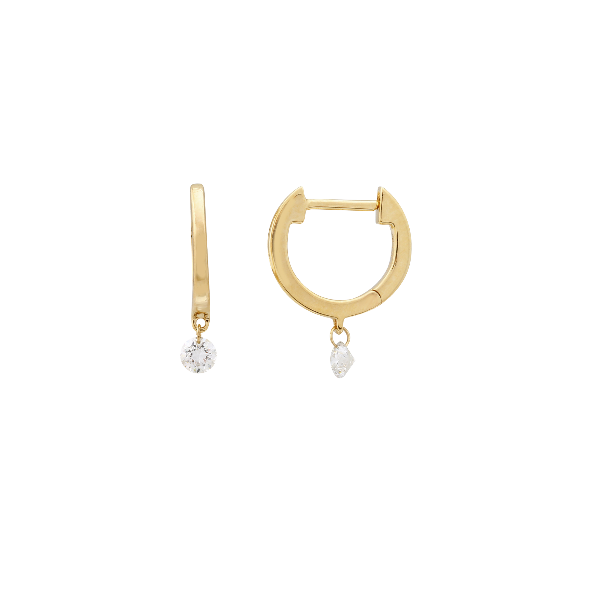 Floating Diamond Dangle Huggies