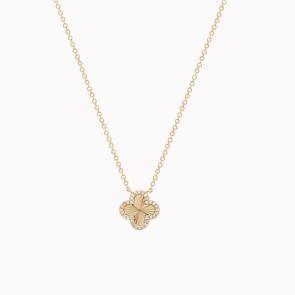 Fluted Clover Diamond Necklace