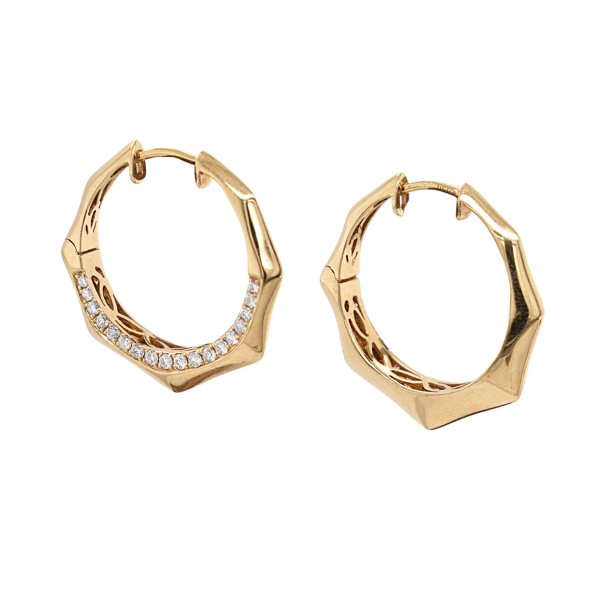 Geometric Diamond Side Hoop Earrings