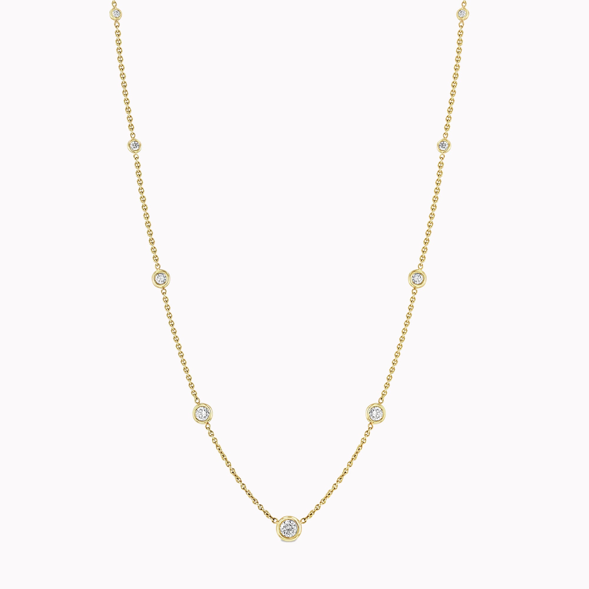 Graduated Floating Diamond Station Necklace