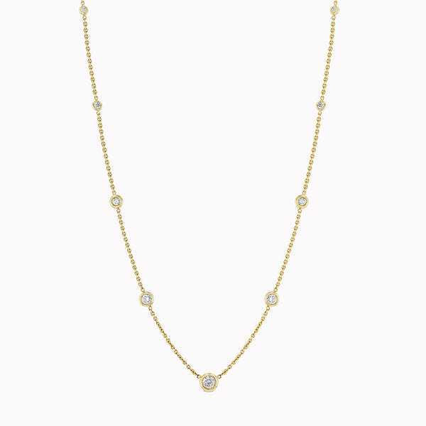 Graduated Floating Diamond Station Necklace