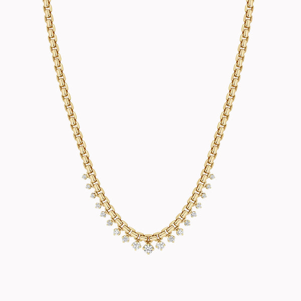 Graduated Diamond Box Chain Necklace