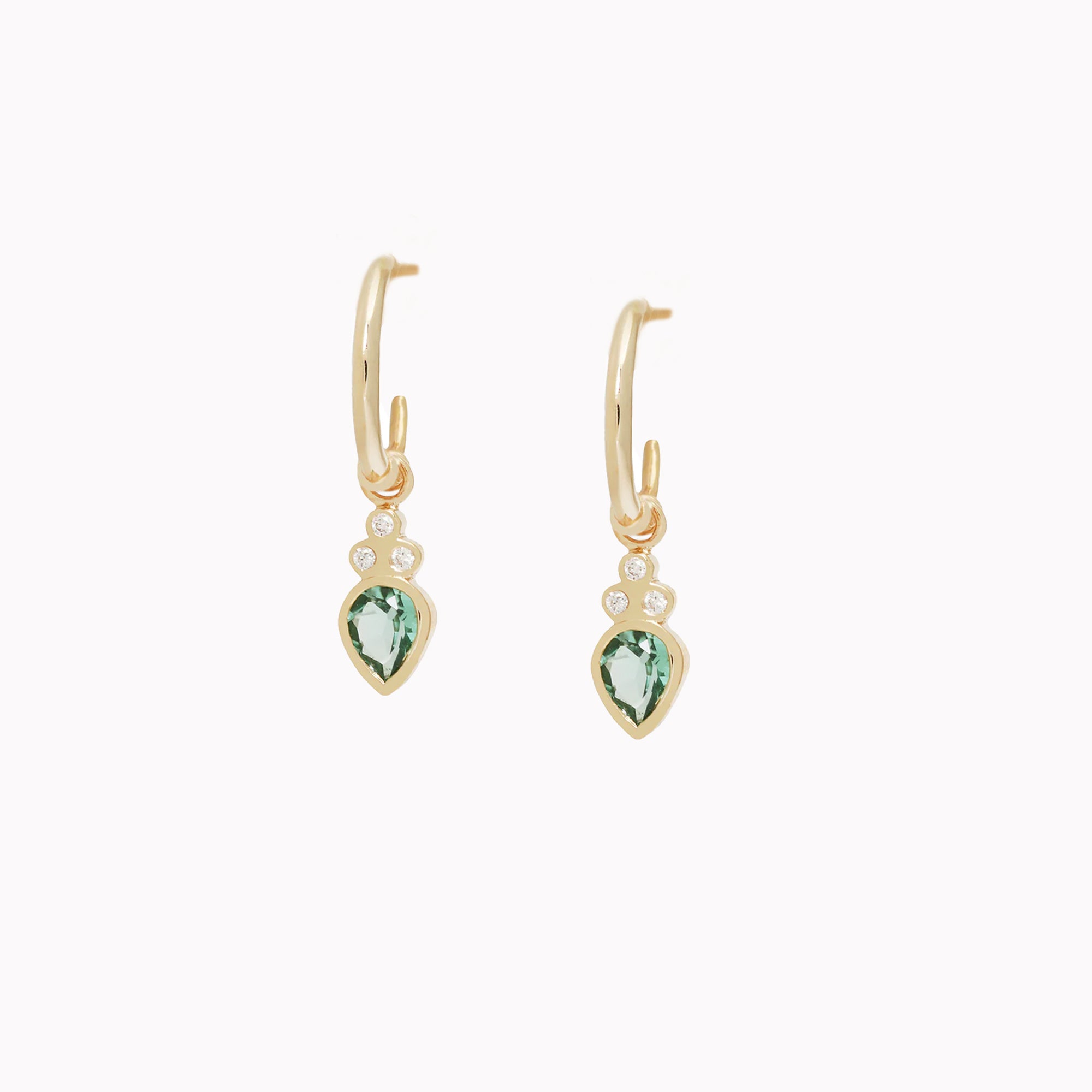 Green Tourmaline & Diamond Dangle Earrings