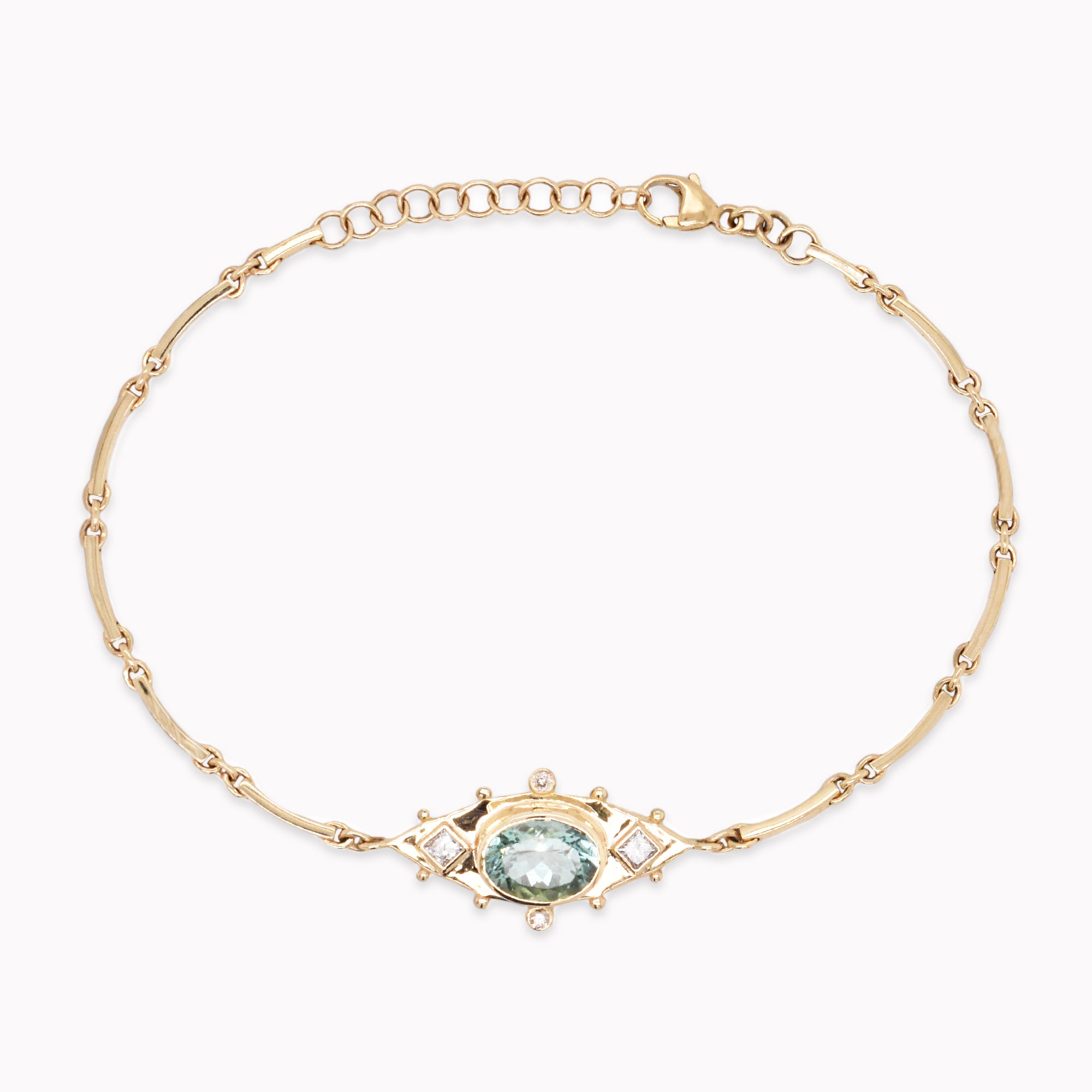Green Tourmaline Eye & Diamond Bracelet