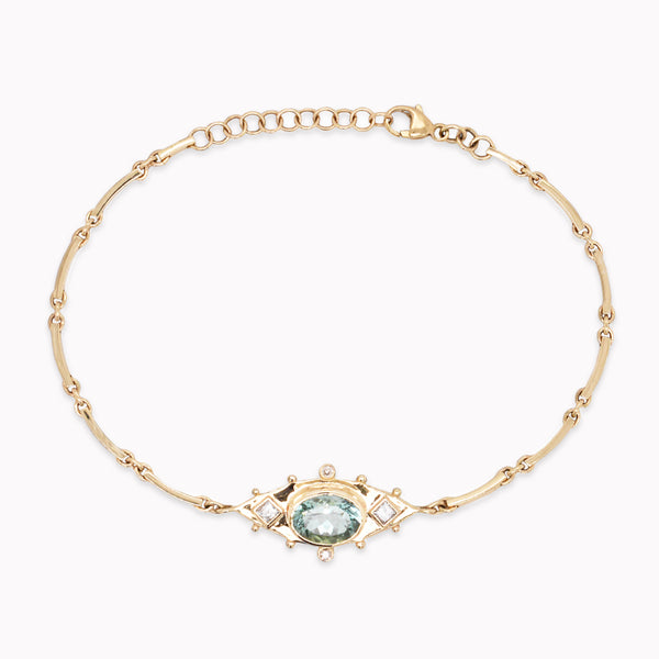 Green Tourmaline Eye & Diamond Bracelet