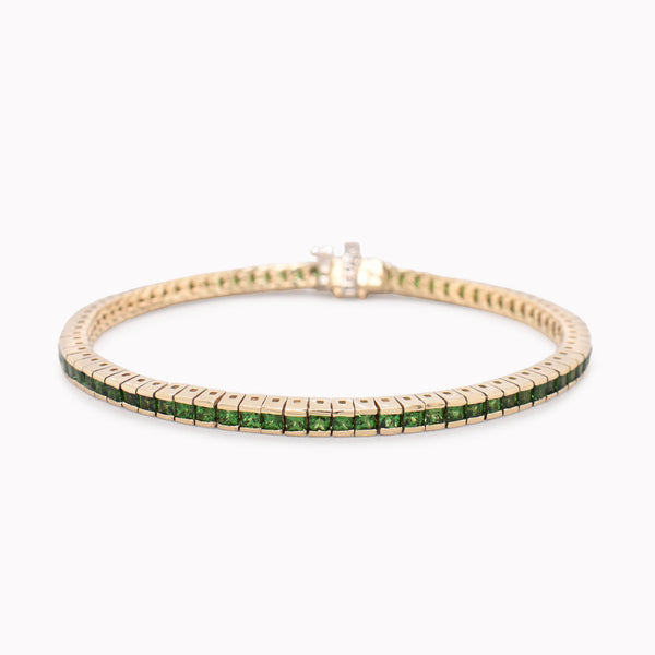 Green Tsavorite Bar Set Tennis Bracelet