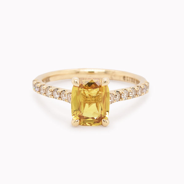 Hazel 2.09ct Cushion-Cut Yellow Sapphire Engagement Ring