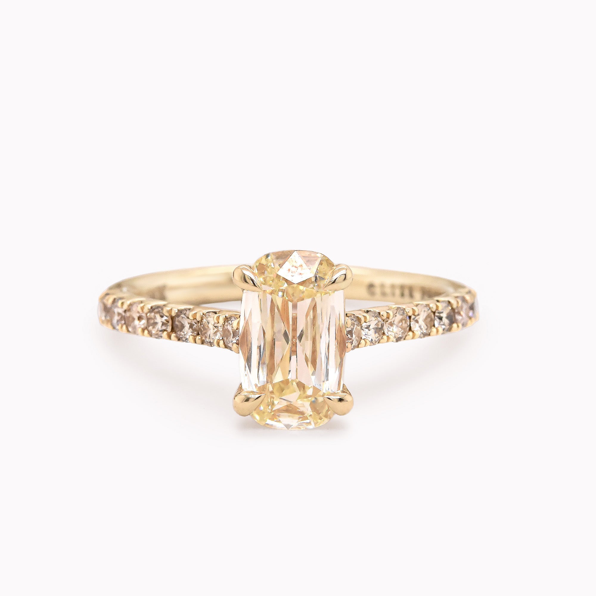 Hazel 1.3ct Old Mine Cut Yellow Diamond Engagement Ring