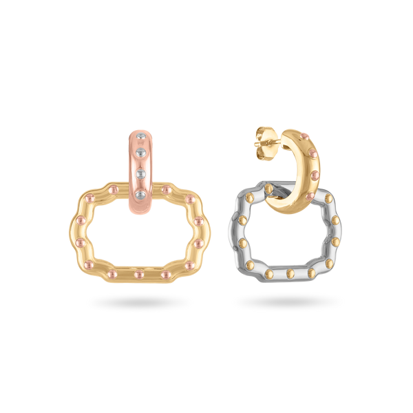 Tri-Tone Rivet Buckle Earrings