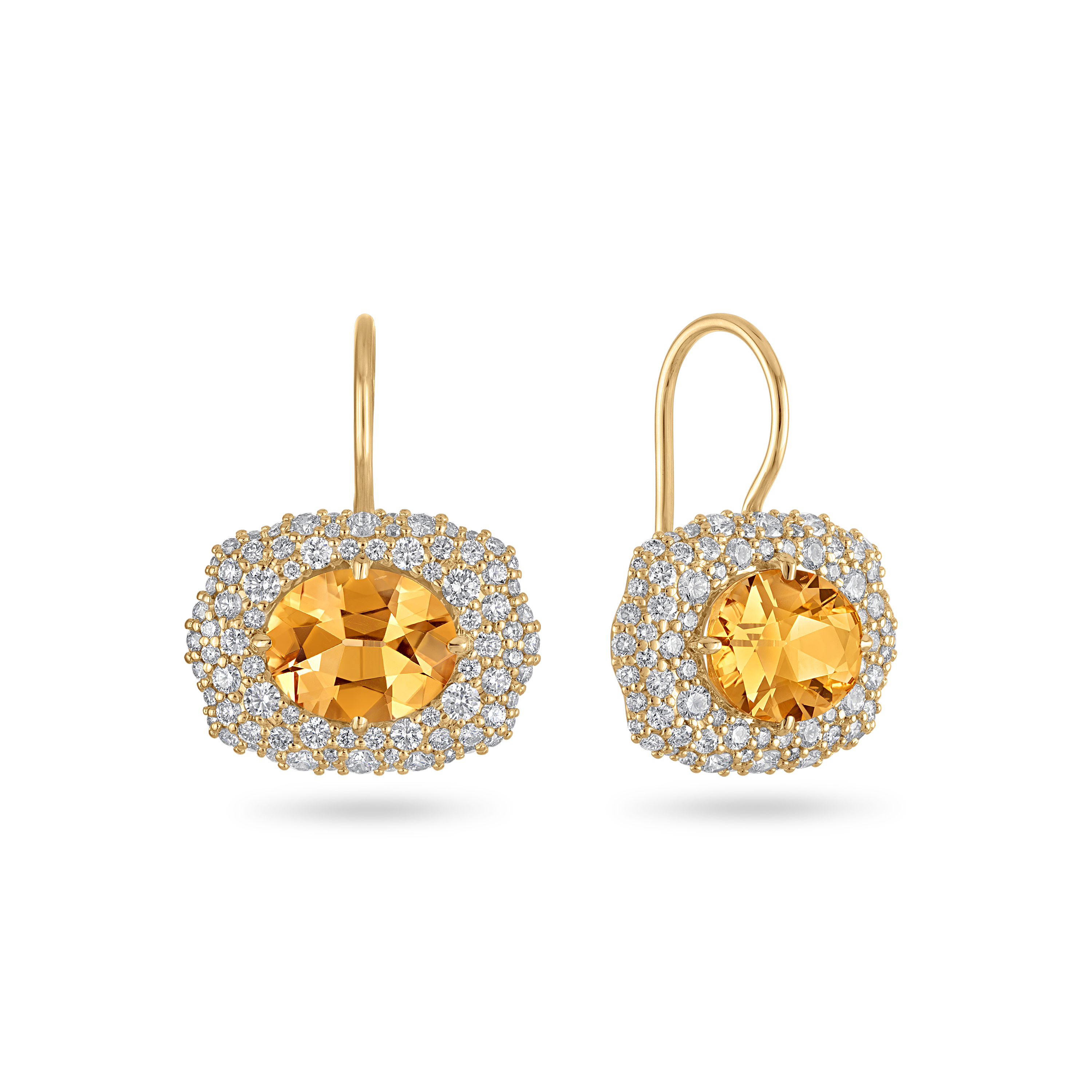 Pavé Puffy Buckle Citrine Earrings