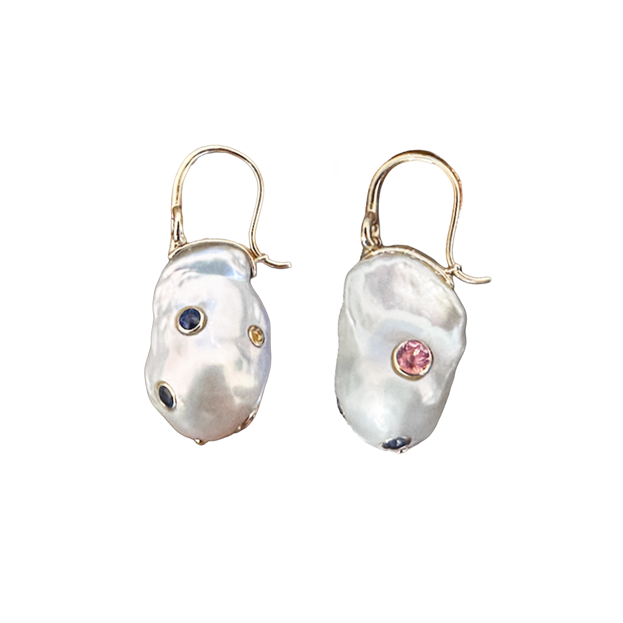 Horsebit Pearl Sapphire Earrings