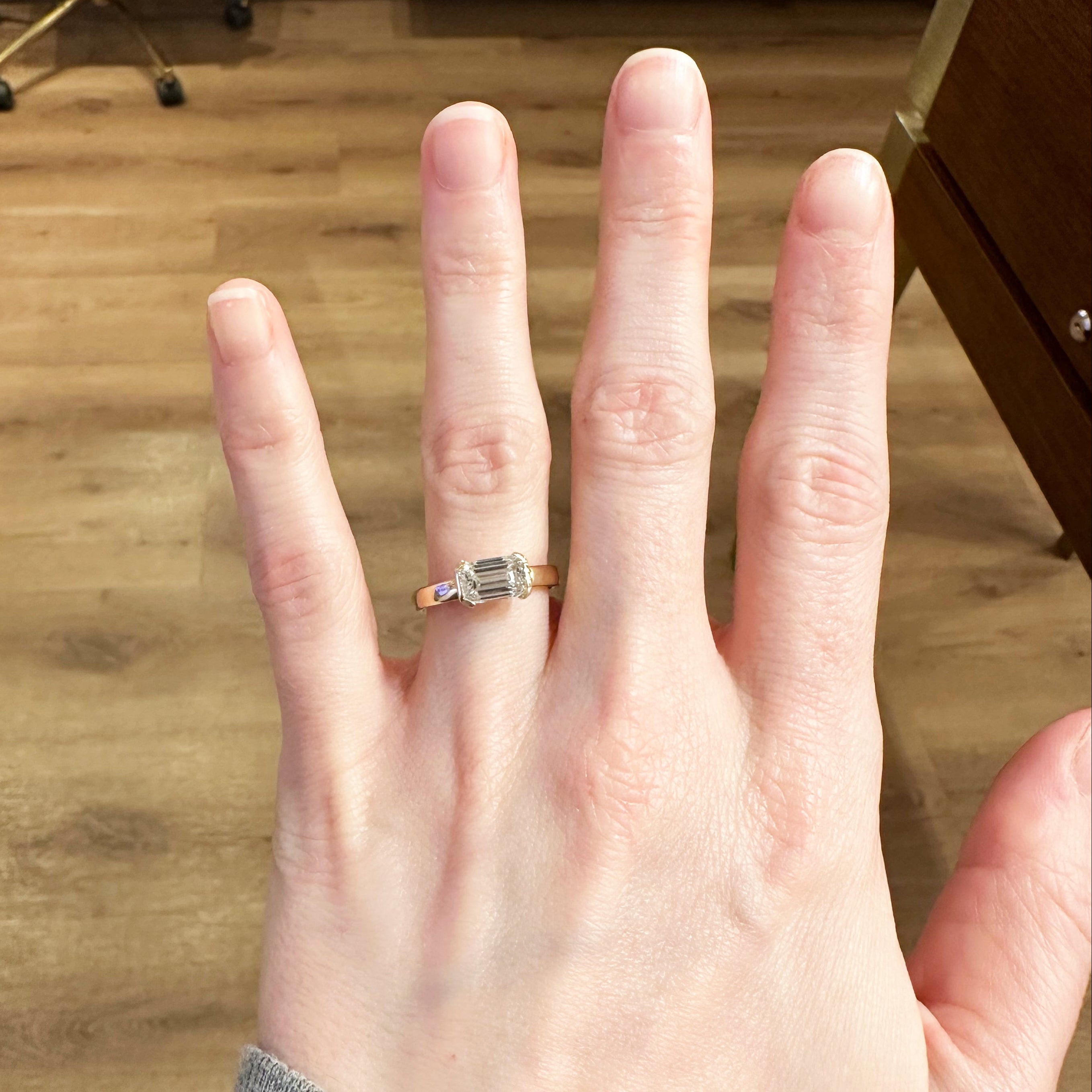 Claire East/West 1.50ct Half Bezel Solitaire White Diamond Engagement Ring