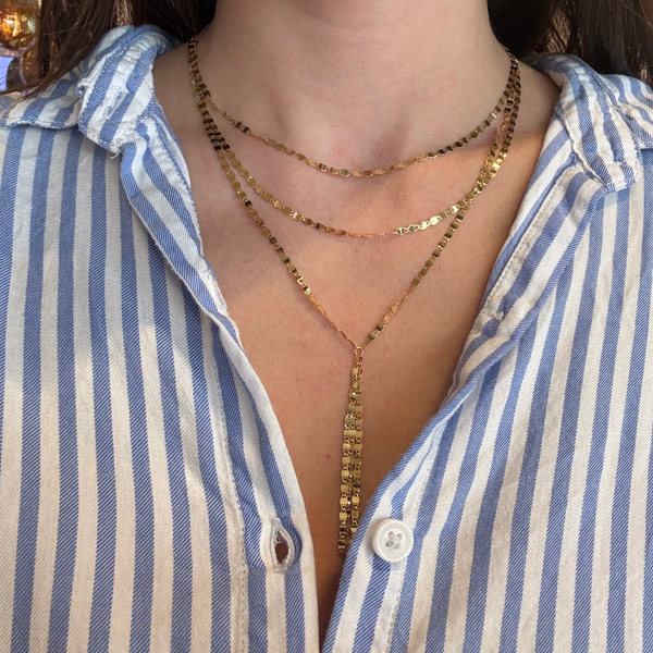 Two-Stranded Valentino Chain Dangle Necklace