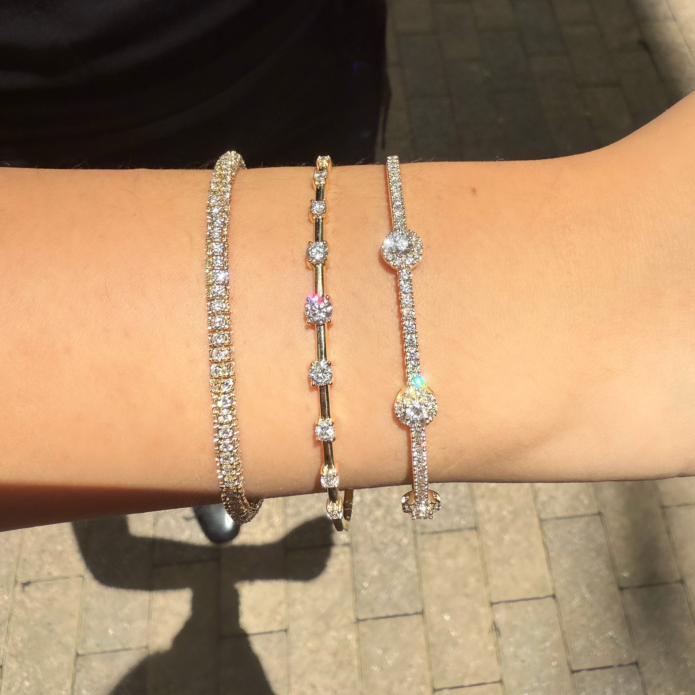Trio Halo Diamond Bangle