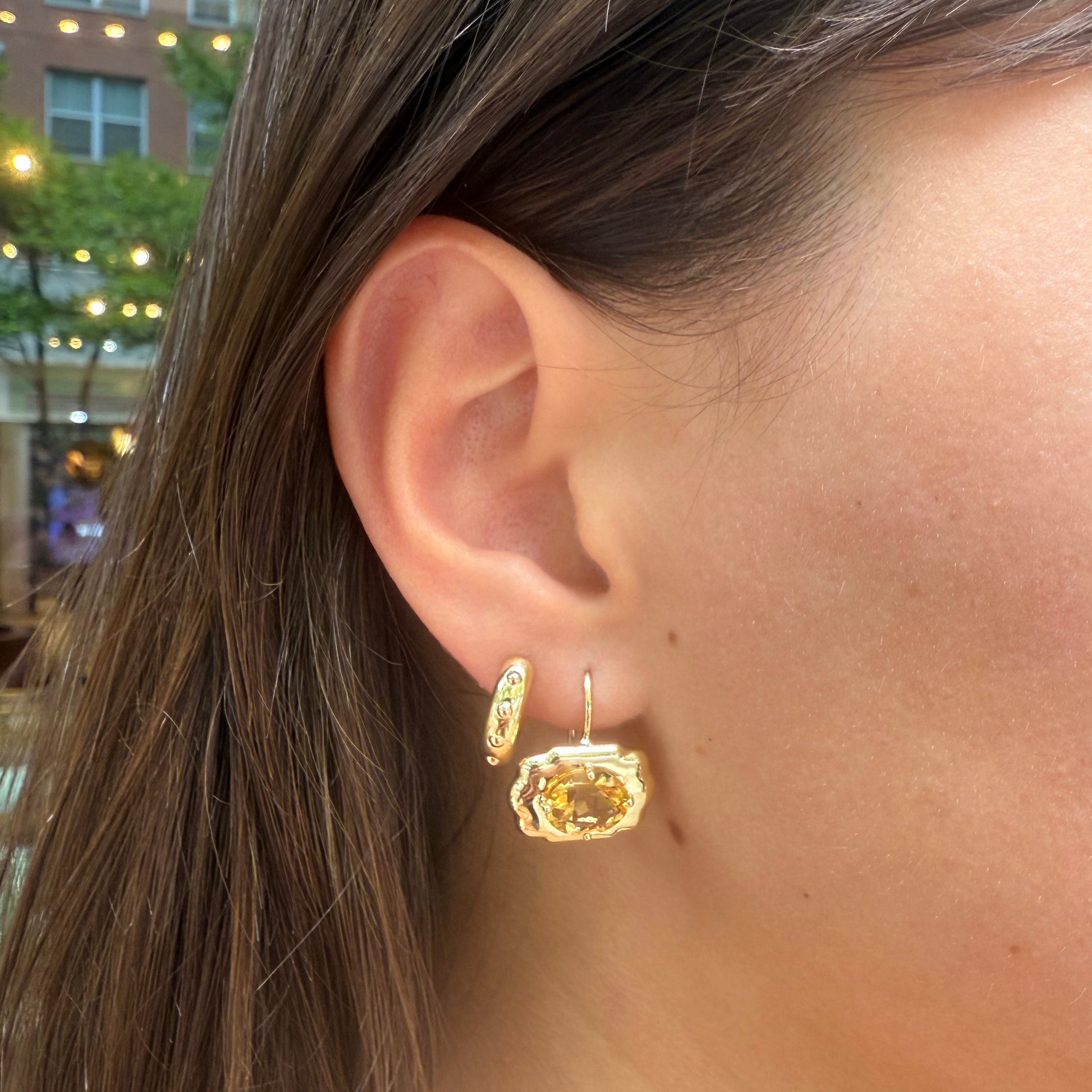 Citrine Puffy Buckle Earrings