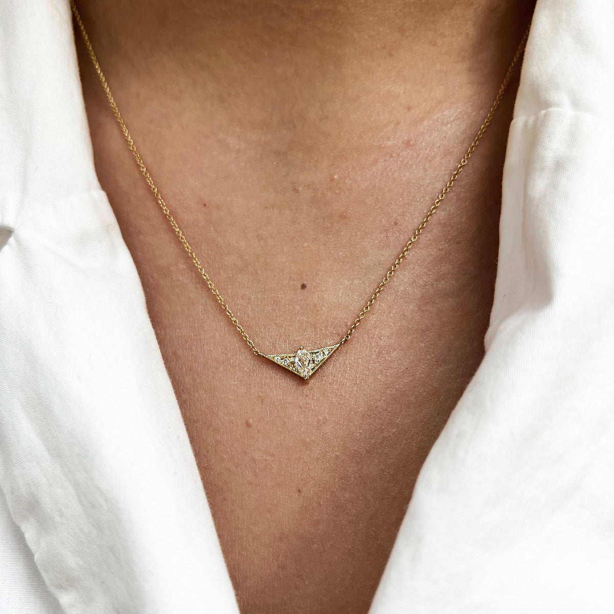 Shield Deco Diamond Necklace