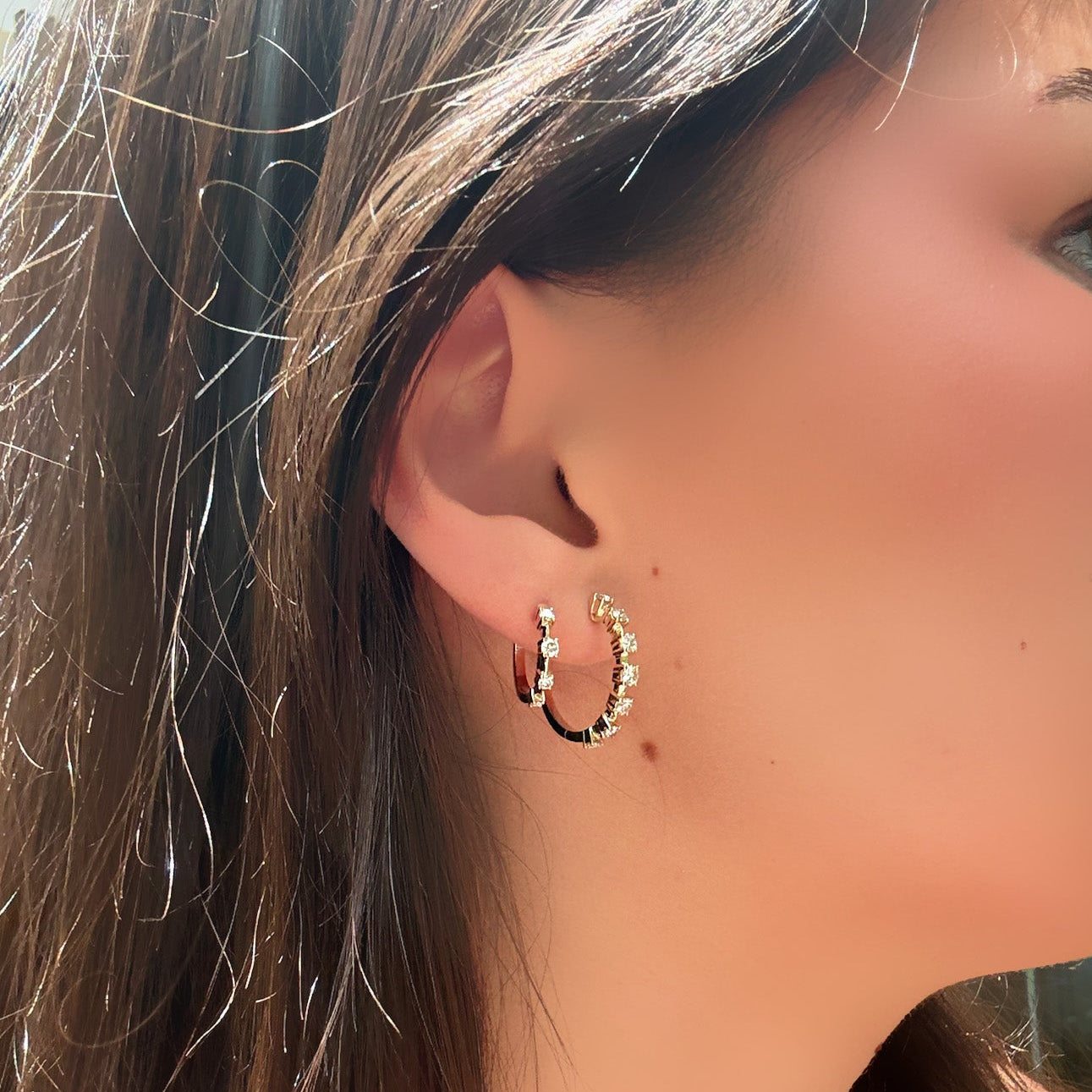 4 Stone Diamond Hoops 15mm