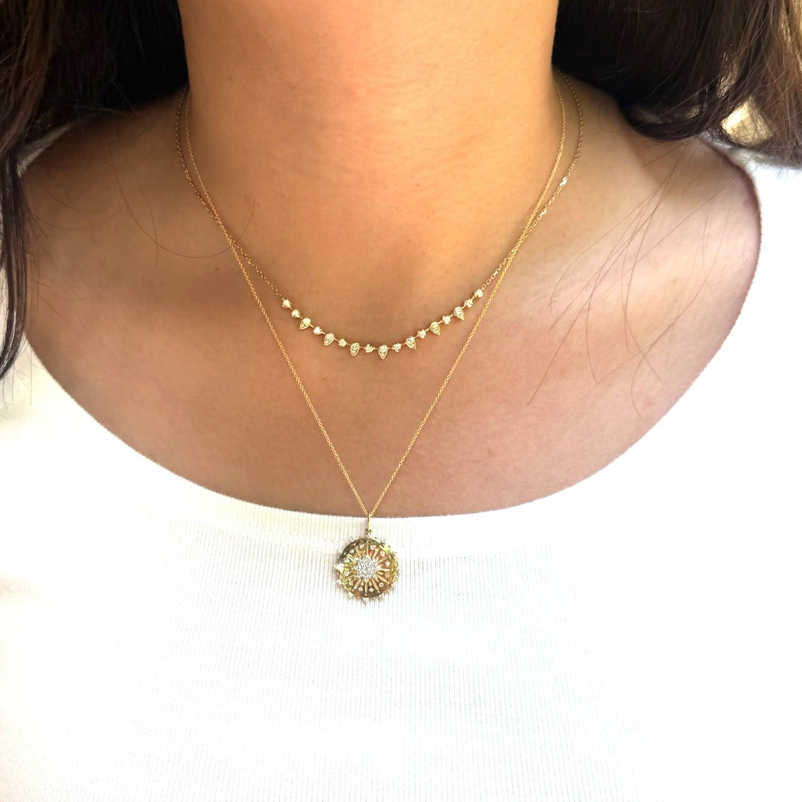 Alternating Pear & Round Diamond Necklace