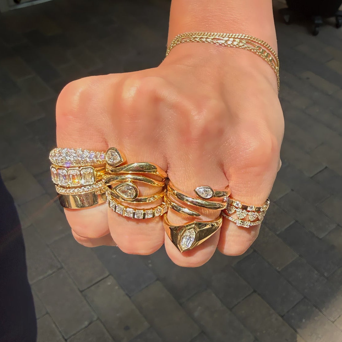 Step-Cut Marquise Geometric Wave Ring