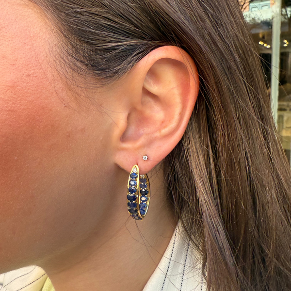 Oval Sapphire Hoop Earrings
