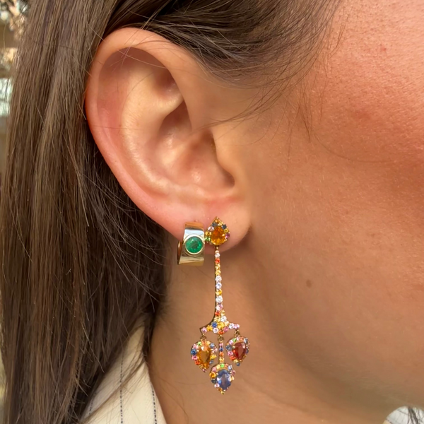 Rainbow Sapphire Chandelier Drop Earrings