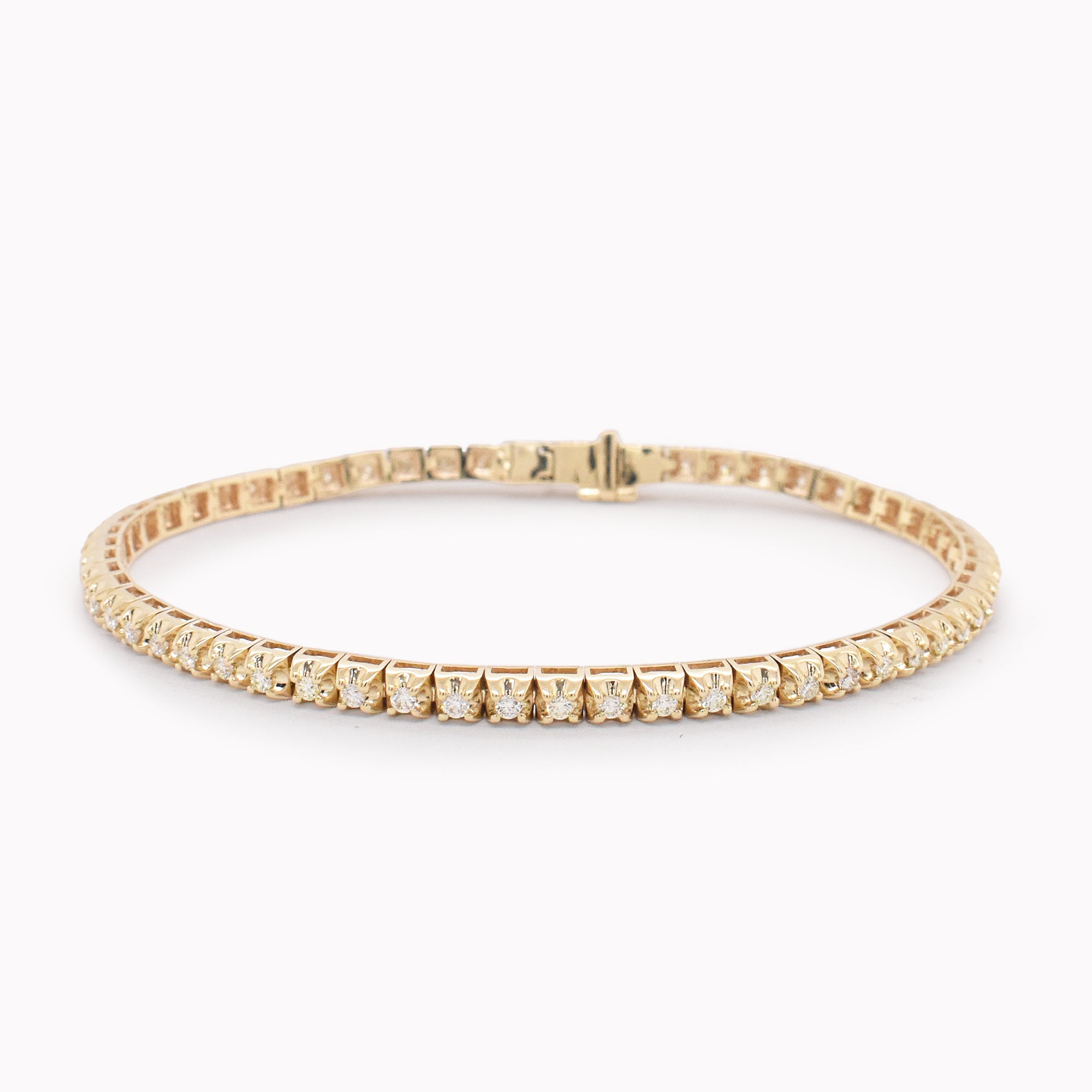 Yellow Gold Illusion Riviere Tennis Bracelet