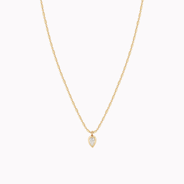 Diamond Pear Tube Bead Chain Necklace