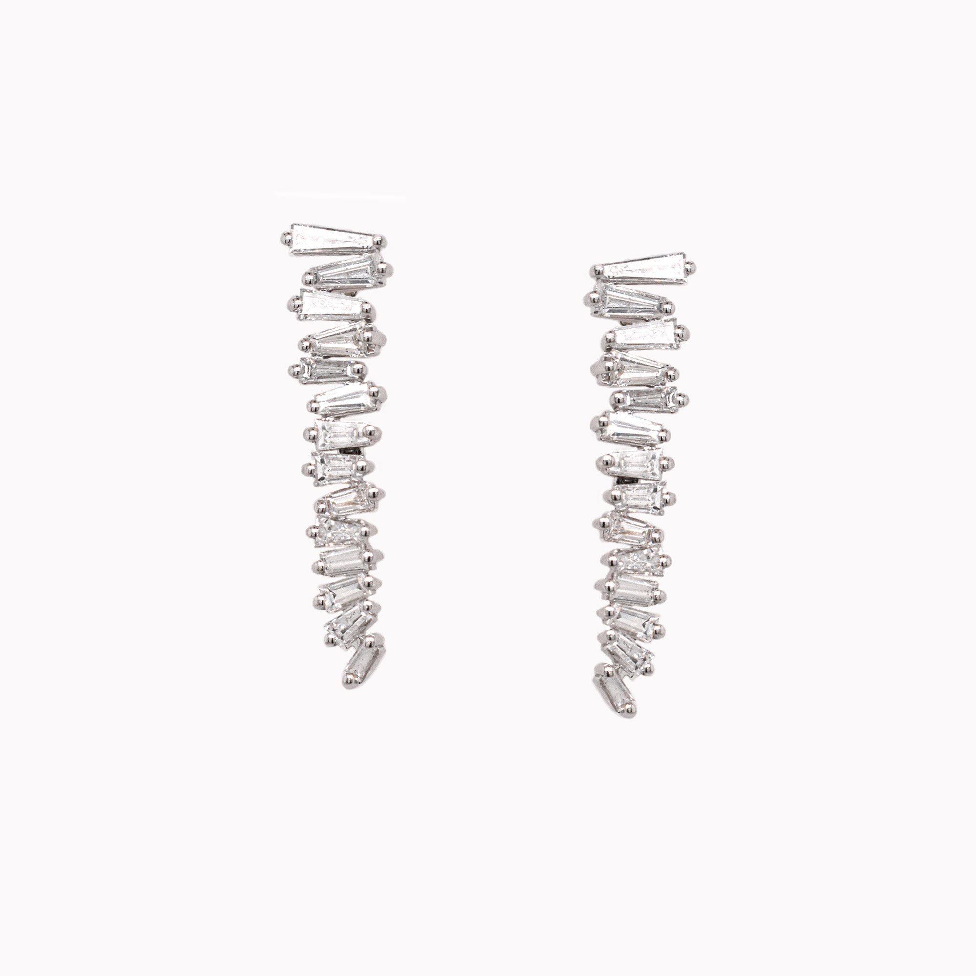 Jagged Baguette Diamond Dangle Earrings